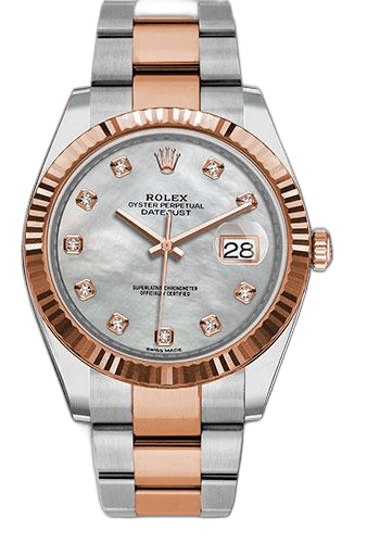 Rolex Datejust 41 Everose Rolesor — Mother-of-Pearl Diamond Dial, Fluted Bezel | Ref. 126331