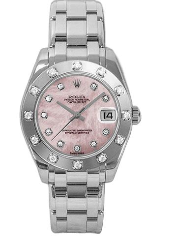 Rolex Datejust 34 White Gold — Pink Mother-of-Pearl Diamond Dial | Ref. 81319