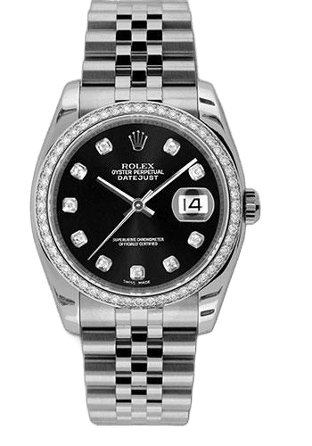 Rolex Datejust 36 White Rolesor — Black Diamond Dial | Ref. 116244