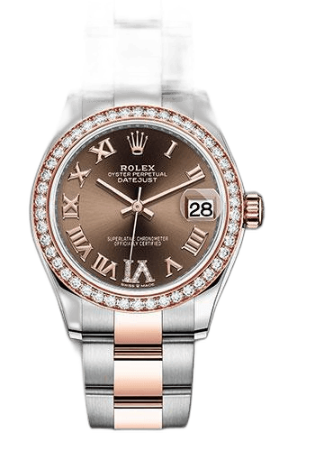 Rolex Datejust 31 Everose Rolesor — Chocolate Diamond Roman VI Dial | 46-Diamond Bezel