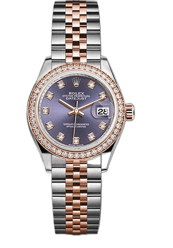 Rolex Lady-Datejust 28 Everose Rolesor — Aubergine Diamond Dial & Diamond Bezel | Ref. 279381RBR