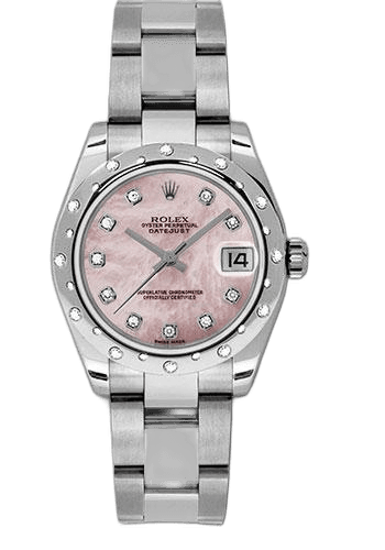 Rolex Datejust 31 White Rolesor — Pink Mother-of-Pearl Diamond Dial, 24-Diamond Bezel | Ref. 178344