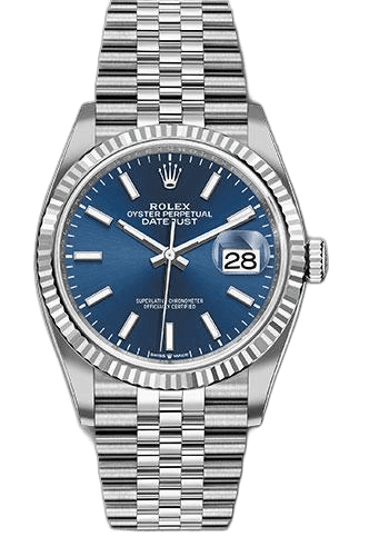 Rolex Datejust 36 Steel — Fluted Bezel Blue Index | Ref. 126234