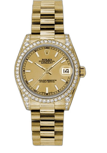 Rolex Datejust 31 Yellow Gold — Diamond-Pavé Champagne Index | Ref. 178158