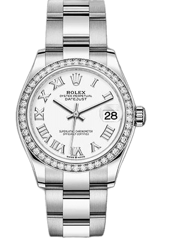 Rolex Datejust 31 White Rolesor — Diamond Bezel, White Roman Dial | Ref. 278384RBR