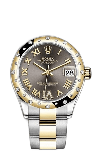 Rolex Datejust Yellow Rolesor — Dark Grey Diamond Roman Six Dial