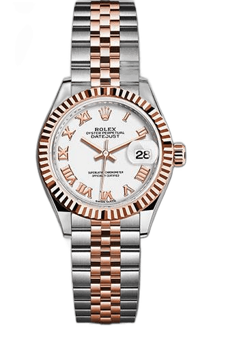 Rolex Lady-Datejust 28 Everose Rolesor — White Roman Dial | Ref. 279171