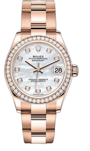 Rolex Datejust Everose Gold — Silver Diamond Dial Diamond Bezel | Ref. 278285RBR