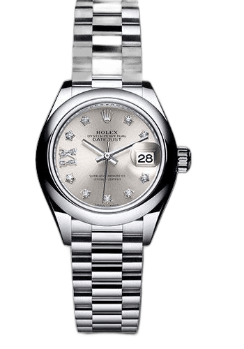 Rolex Datejust Platinum — Silver Diamond Star Dial | Lady-Datejust 28