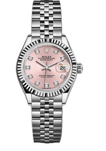 Rolex Lady-Datejust White Rolesor — Pink Diamond Dial with Fluted Bezel | Ref. 279174