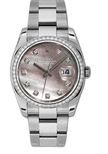 Rolex Datejust White Rolesor — Dark Mother-of-Pearl Diamond Dial | Ref. 116244