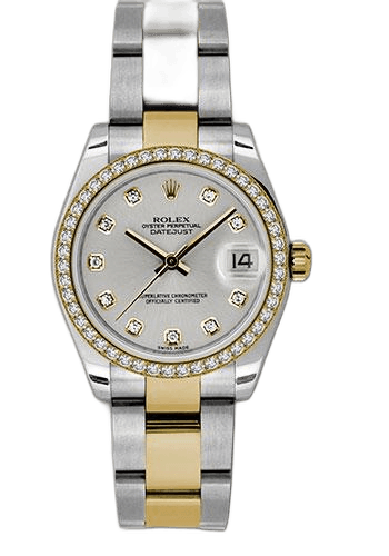 Rolex Datejust 31 Yellow Rolesor — Silver Diamond Dial with 46-Diamond Bezel | Ref. 178383