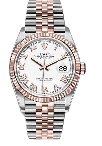 Rolex Datejust 36 Everose Rolesor — Fluted Bezel White Dial with Roman Numerals | Ref. 126231