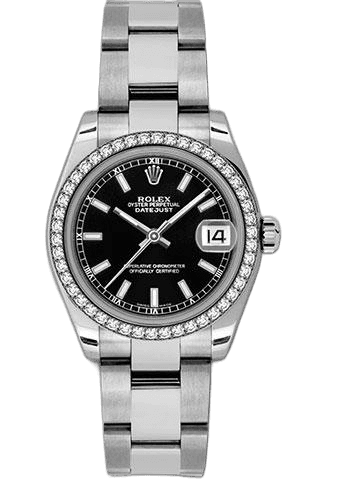 Rolex Datejust 31 White Rolesor — 46-Diamond Bezel Black Index Dial | Ref. 178384