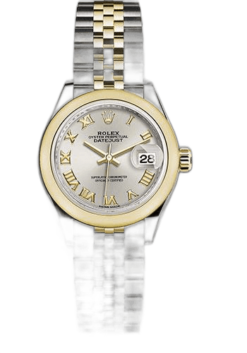 Rolex Lady-Datejust 28 Yellow Rolesor — Silver Roman Dial | Ref. 279163