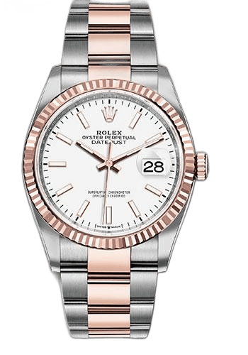 Rolex Datejust 36 Everose Rolesor — White Index Dial, Fluted Bezel | Ref. 126231
