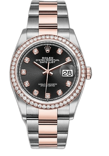 Rolex Datejust 36 Everose Rolesor — Diamond Bezel Black Diamond Dial | Ref. 126281RBR