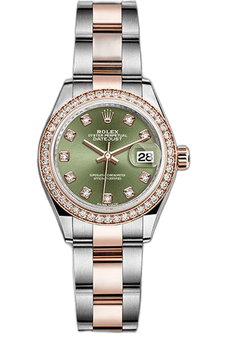 Rolex Lady-Datejust Everose Rolesor — Olive Green Diamond Dial | Ref. 279381RBR
