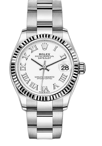 Rolex Datejust 31 White Rolesor — White Roman Dial, Fluted Bezel | Ref. 278274