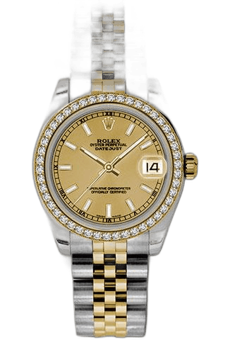 Rolex Datejust 31 Yellow Rolesor — Champagne Index Dial, Diamond Bezel | Ref. 178383