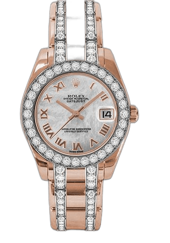 Rolex Datejust Pearlmaster 34 Yellow Gold — Mother-of-Pearl Roman Diamond Dial | Ref. 81285