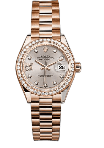 Rolex Datejust 28 Gold — 44 Diamond Bezel Silver Sundust Diamond Star Dial