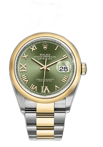 Rolex Datejust 36 Yellow Rolesor — Olive Green Roman Dial