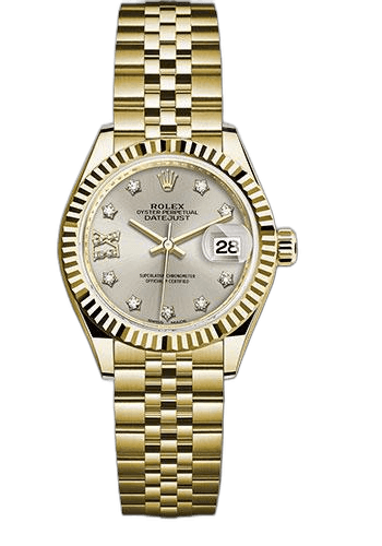 Rolex Datejust 28 Yellow Gold — Fluted Bezel, Silver Diamond Star Dial