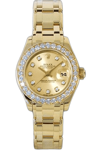 Rolex Datejust Yellow Gold — Champagne Diamond Dial, 32-Diamond Bezel | Ref. 80298