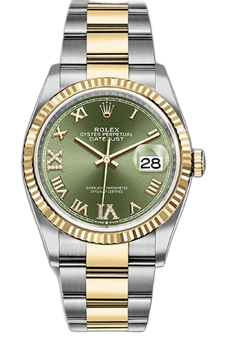 Rolex Datejust 36 Yellow Rolesor — Olive Green Roman Dial | Ref. 126233