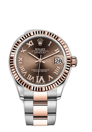 Rolex Datejust 31 Everose Rolesor — Dark Rhodium Diamond Roman VI Dial