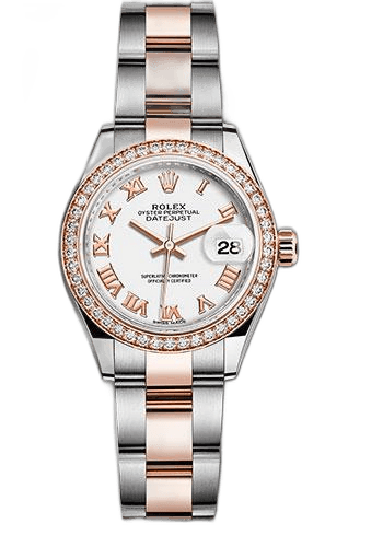 Rolex Lady-Datejust Everose Rolesor — Diamond Bezel White Roman Dial | Ref. 279381RBR