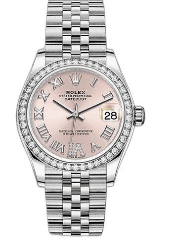 Rolex Datejust 31 White Rolesor — Pink Roman Diamond 6 Dial with Diamond Bezel