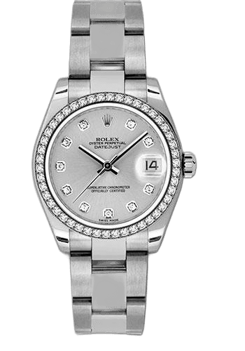 Rolex Datejust 31 White Rolesor Diamond Bezel — Silver Diamond Dial | Ref. 178384