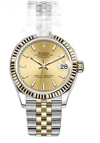 Rolex Datejust 31 Yellow Rolesor — Fluted Bezel Champagne Index Dial | Ref. 278273