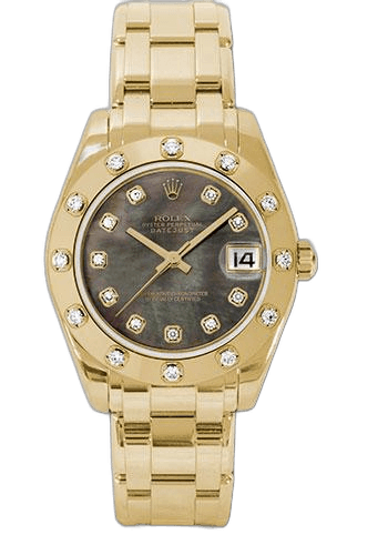 Rolex Datejust Pearlmaster Yellow Gold — Black Mother-of-Pearl Diamond Dial | Ref. 81318