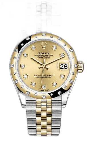 Rolex Datejust 31 Yellow Rolesor — Champagne Diamond Domed Diamond Bezel | Ref. 278343