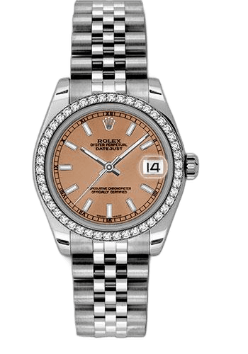 Rolex Datejust 31 White Rolesor — 46-Diamond Bezel, Pink Index Dial | Ref. 178384