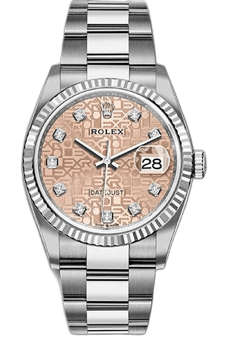 Rolex Datejust 36 Steel — Pink Diamond Jubilee Dial, Fluted Bezel | Ref. 126234