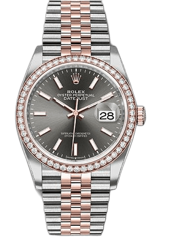 Rolex Datejust 36 Everose Rolesor — Dark Rhodium Diamond-Bezel Dial | Ref. 126281RBR