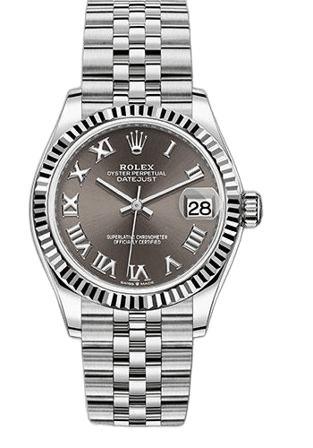 Rolex Datejust White Rolesor — Dark Grey Roman Dial Fluted Bezel | Ref. 278274