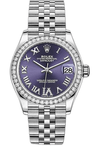 Rolex Datejust White Rolesor — Aubergine Roman Diamond 6 | Ref. 278384RBR