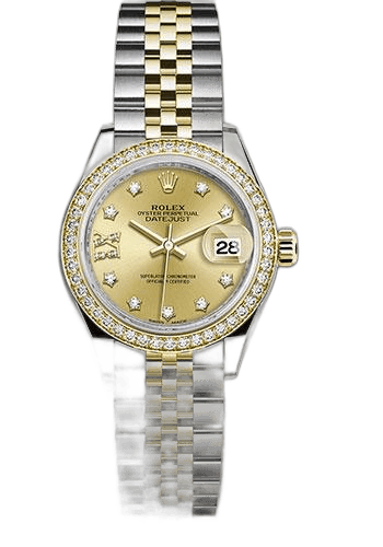 Rolex Datejust 28 Yellow Rolesor — Champagne Diamond Star Dial, Diamond Bezel
