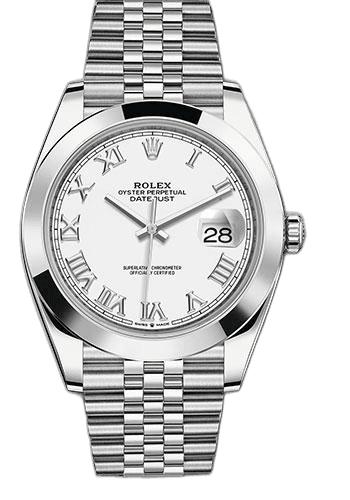 Rolex Datejust 41 Steel — White Roman Dial | Ref. 126300