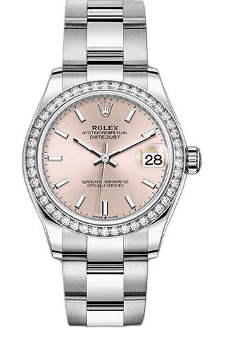 Rolex Datejust 31 White Rolesor — Diamond Bezel Pink Index Dial | Ref. 278384RBR