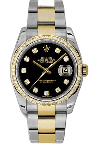 Rolex Datejust 36 Yellow Rolesor — 52-Diamond Bezel Black Diamond Dial | Ref. 116243