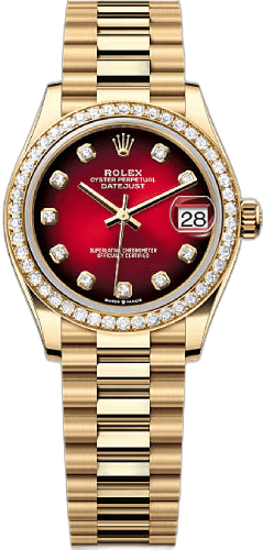 Rolex Datejust 31 18ct Yellow Gold & Diamonds — Red Ombré Diamond-Set Dial | Ref. 278288RBR
