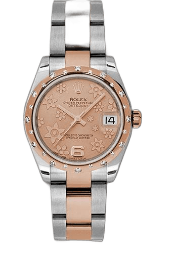 Rolex Datejust Everose Rolesor — Pink Champagne Floral Motif Dial, 24-Diamond Bezel | Ref. 178341