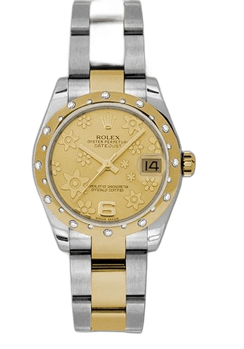 Rolex Datejust 31 Yellow Rolesor — Champagne Floral Motif Dial, 24 Diamond Bezel | Ref. 178343 (2)