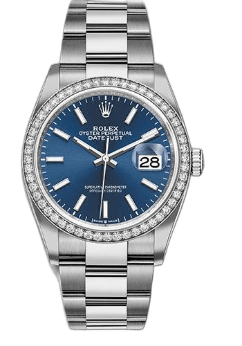 Rolex Datejust 36 Steel — Blue Diamond Index Dial | Ref. 126284RBR
